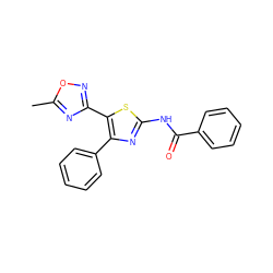 Cc1nc(-c2sc(NC(=O)c3ccccc3)nc2-c2ccccc2)no1 ZINC000035942368