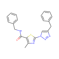 Cc1nc(-n2cc(Cc3ccccc3)nn2)sc1C(=O)NCc1ccccc1 ZINC000043196320