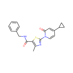 Cc1nc(-n2ccc(C3CC3)cc2=O)sc1C(=O)NCc1ccccc1 ZINC000103230901