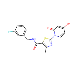 Cc1nc(-n2ccc(O)cc2=O)sc1C(=O)NCc1cccc(F)c1 ZINC000103230923