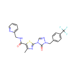 Cc1nc(-n2cnn(Cc3ccc(C(F)(F)F)cc3)c2=O)sc1C(=O)NCc1ccccn1 ZINC000113632713