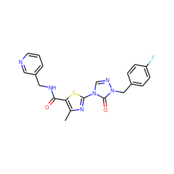 Cc1nc(-n2cnn(Cc3ccc(F)cc3)c2=O)sc1C(=O)NCc1cccnc1 ZINC000113379272