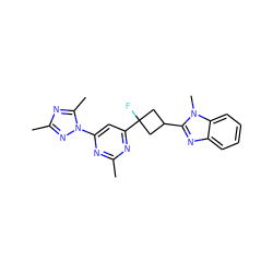 Cc1nc(-n2nc(C)nc2C)cc(C2(F)CC(c3nc4ccccc4n3C)C2)n1 ZINC000213578050