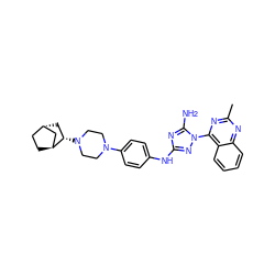 Cc1nc(-n2nc(Nc3ccc(N4CCN([C@H]5C[C@H]6CC[C@H]5C6)CC4)cc3)nc2N)c2ccccc2n1 ZINC001772590330