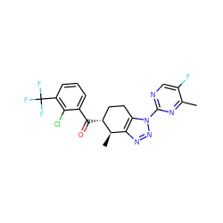 Cc1nc(-n2nnc3c2CC[C@@H](C(=O)c2cccc(C(F)(F)F)c2Cl)[C@@H]3C)ncc1F ZINC001772589128