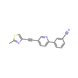 Cc1nc(C#Cc2ccc(-c3cccc(C#N)c3)nc2)cs1 ZINC000038781282