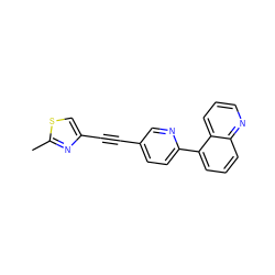 Cc1nc(C#Cc2ccc(-c3cccc4ncccc34)nc2)cs1 ZINC000137297895