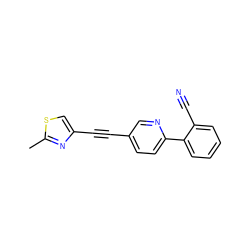 Cc1nc(C#Cc2ccc(-c3ccccc3C#N)nc2)cs1 ZINC000115643586