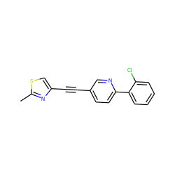 Cc1nc(C#Cc2ccc(-c3ccccc3Cl)nc2)cs1 ZINC000115641899