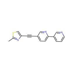 Cc1nc(C#Cc2ccc(-c3cccnc3)nc2)cs1 ZINC000028355674