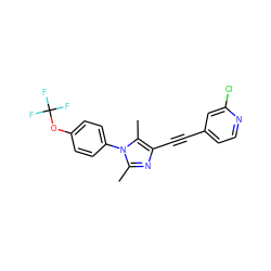 Cc1nc(C#Cc2ccnc(Cl)c2)c(C)n1-c1ccc(OC(F)(F)F)cc1 ZINC000035996961