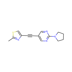 Cc1nc(C#Cc2cnc(N3CCCC3)nc2)cs1 ZINC000137253448