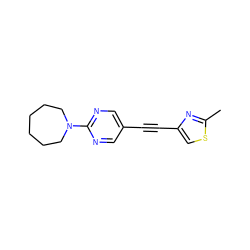 Cc1nc(C#Cc2cnc(N3CCCCCC3)nc2)cs1 ZINC000137253246