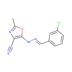 Cc1nc(C#N)c(N/N=C/c2cccc(Cl)c2)o1 ZINC000004276513