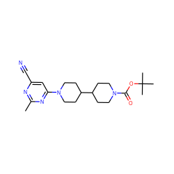 Cc1nc(C#N)cc(N2CCC(C3CCN(C(=O)OC(C)(C)C)CC3)CC2)n1 ZINC000071341737