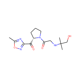 Cc1nc(C(=O)[C@@H]2CCCN2C(=O)CNC(C)(C)CO)no1 ZINC000028823295