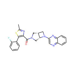 Cc1nc(C(=O)N2C[C@@H]3CN(c4cnc5ccccc5n4)[C@@H]3C2)c(-c2ccccc2F)s1 ZINC000116826589