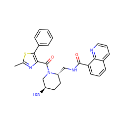 Cc1nc(C(=O)N2C[C@H](N)CC[C@H]2CNC(=O)c2cccc3cccnc23)c(-c2ccccc2)s1 ZINC000084653675