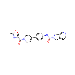 Cc1nc(C(=O)N2CC=C(c3ccc(NC(=O)N4Cc5ccncc5C4)cc3)CC2)co1 ZINC000166848760