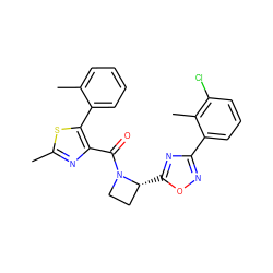 Cc1nc(C(=O)N2CC[C@H]2c2nc(-c3cccc(Cl)c3C)no2)c(-c2ccccc2C)s1 ZINC001772631058