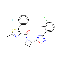 Cc1nc(C(=O)N2CC[C@H]2c2nc(-c3cccc(Cl)c3C)no2)c(-c2ccccc2F)s1 ZINC000218059877