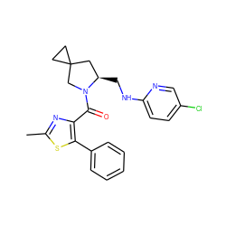 Cc1nc(C(=O)N2CC3(CC3)C[C@H]2CNc2ccc(Cl)cn2)c(-c2ccccc2)s1 ZINC000096909849