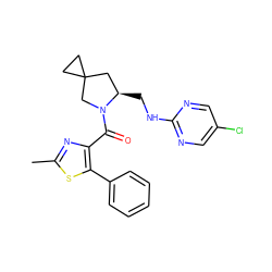 Cc1nc(C(=O)N2CC3(CC3)C[C@H]2CNc2ncc(Cl)cn2)c(-c2ccccc2)s1 ZINC000096909609