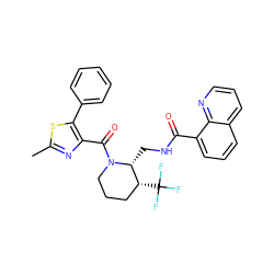 Cc1nc(C(=O)N2CCC[C@@H](C(F)(F)F)[C@H]2CNC(=O)c2cccc3cccnc23)c(-c2ccccc2)s1 ZINC000084759399