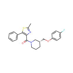 Cc1nc(C(=O)N2CCC[C@@H](COc3ccc(F)cc3)C2)c(-c2ccccc2)s1 ZINC000473090672