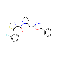 Cc1nc(C(=O)N2CCC[C@H]2Cc2nnc(-c3ccccc3)o2)c(-c2ccccc2F)s1 ZINC000065731313