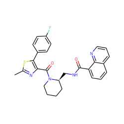 Cc1nc(C(=O)N2CCCC[C@@H]2CNC(=O)c2cccc3cccnc23)c(-c2ccc(F)cc2)s1 ZINC000084670695