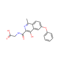 Cc1nc(C(=O)NCC(=O)O)c(O)c2cc(Oc3ccccc3)ccc12 ZINC000114016770