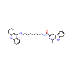 Cc1nc(C(=O)NCCCCCCCCNc2c3c(nc4ccccc24)CCCC3)cc2c1[nH]c1ccccc12 ZINC000299837513