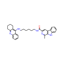 Cc1nc(C(=O)NCCCCCCNc2c3c(nc4ccccc24)CCCC3)cc2c1[nH]c1ccccc12 ZINC000299836692