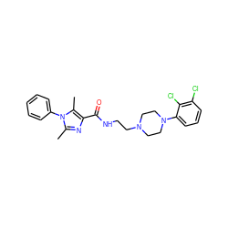 Cc1nc(C(=O)NCCN2CCN(c3cccc(Cl)c3Cl)CC2)c(C)n1-c1ccccc1 ZINC000068249174