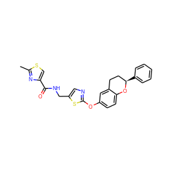 Cc1nc(C(=O)NCc2cnc(Oc3ccc4c(c3)CC[C@@H](c3ccccc3)O4)s2)cs1 ZINC000169710537