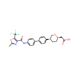 Cc1nc(C(=O)Nc2ccc(-c3ccc([C@@H]4CC[C@H](CC(=O)O)OC4)cc3)cc2)c(C(F)(F)F)o1 ZINC000205794321