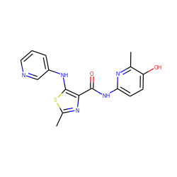 Cc1nc(C(=O)Nc2ccc(O)c(C)n2)c(Nc2cccnc2)s1 ZINC000034634566