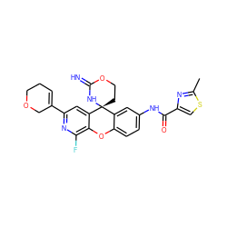 Cc1nc(C(=O)Nc2ccc3c(c2)[C@]2(CCOC(=N)N2)c2cc(C4=CCCOC4)nc(F)c2O3)cs1 ZINC001772605170