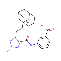 Cc1nc(C(=O)Nc2cccc(C(=O)O)c2)c(CCC23CC4CC(CC(C4)C2)C3)[nH]1 ZINC000013674727