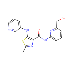 Cc1nc(C(=O)Nc2cccc(CO)n2)c(Nc2cccnc2)s1 ZINC000095557625