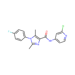 Cc1nc(C(=O)Nc2ccnc(Cl)c2)c(C)n1-c1ccc(F)cc1 ZINC000095602823