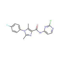 Cc1nc(C(=O)Nc2ccnc(Cl)n2)c(C)n1-c1ccc(F)cc1 ZINC000095604799