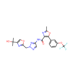 Cc1nc(C(=O)Nc2cnn(Cc3nc(C(C)(C)O)co3)n2)c(-c2cccc(OC(F)(F)F)c2)o1 ZINC000200100822