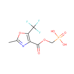 Cc1nc(C(=O)OCP(=O)(O)O)c(C(F)(F)F)o1 ZINC000169326748