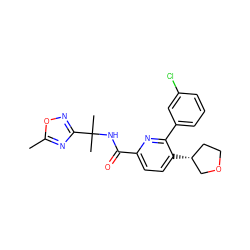 Cc1nc(C(C)(C)NC(=O)c2ccc([C@@H]3CCOC3)c(-c3cccc(Cl)c3)n2)no1 ZINC000206694723