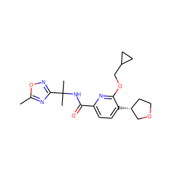 Cc1nc(C(C)(C)NC(=O)c2ccc([C@@H]3CCOC3)c(OCC3CC3)n2)no1 ZINC000206690394