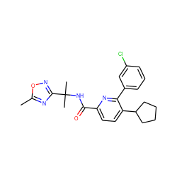 Cc1nc(C(C)(C)NC(=O)c2ccc(C3CCCC3)c(-c3cccc(Cl)c3)n2)no1 ZINC000206700818