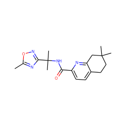 Cc1nc(C(C)(C)NC(=O)c2ccc3c(n2)CC(C)(C)CC3)no1 ZINC000150182810