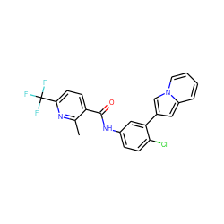 Cc1nc(C(F)(F)F)ccc1C(=O)Nc1ccc(Cl)c(-c2cc3ccccn3c2)c1 ZINC000045287736